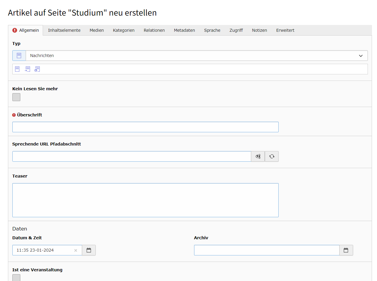 Typ - Nachricht - Standard.