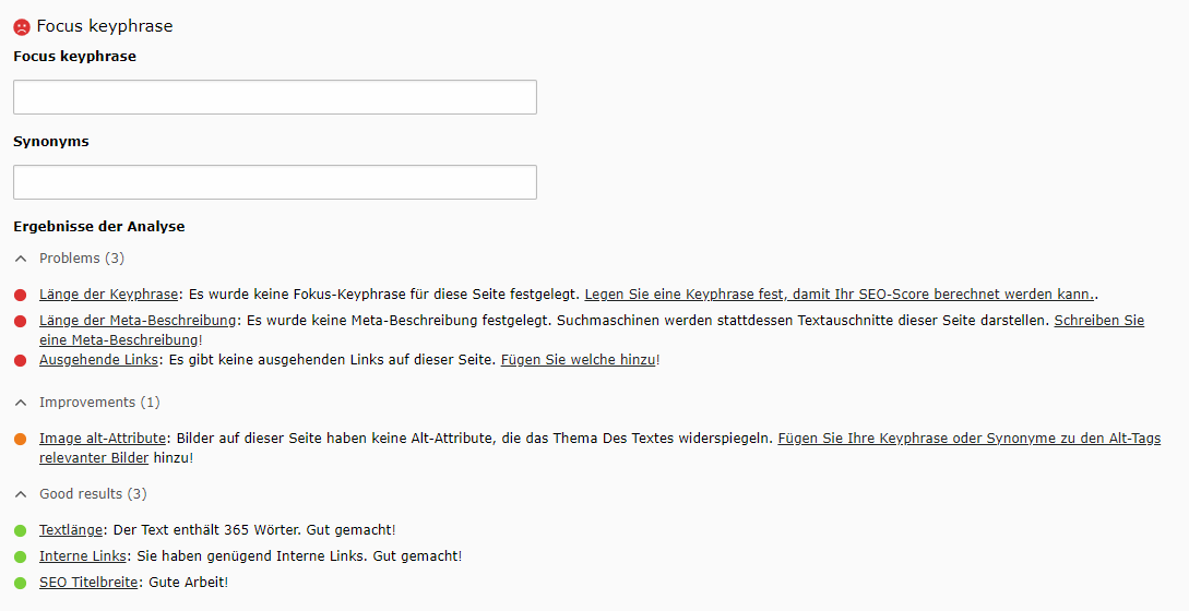 Key Phrases in Reiter SEO in Seiteneigenschaften