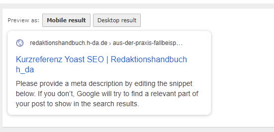 Yoast Beschreibung