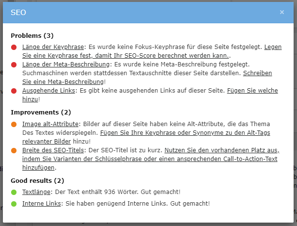 SEO Analyse Details