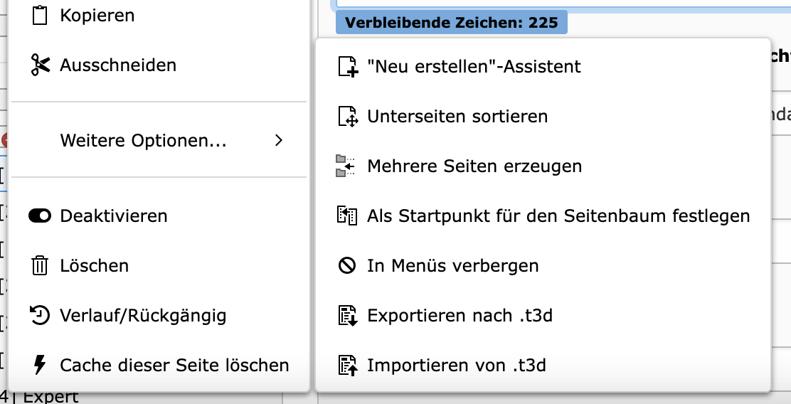 Kontextmenü weitere Optionen